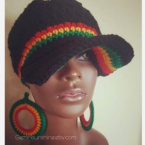 Rasta Sol Divine Being Crochet Cap and Earrings