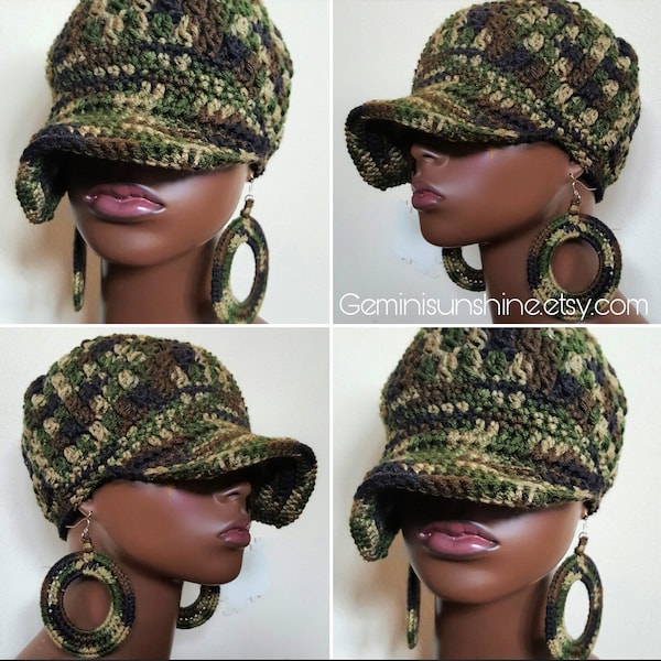 Camouflage Sol Divine Being Crochet Cap and Earrings