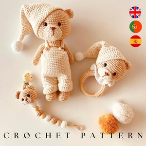 Lot PDF motif ours au crochet : amigurumi facile pour un cadeau ou une décoration de chambre d'enfant