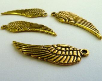 Large Gold Angel Wings Charms