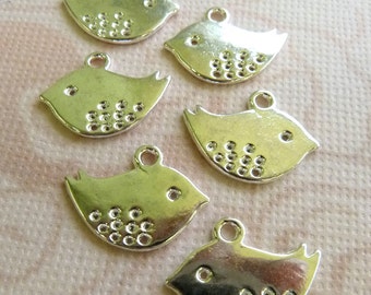 Baby Sparrow Bird Charms Silver