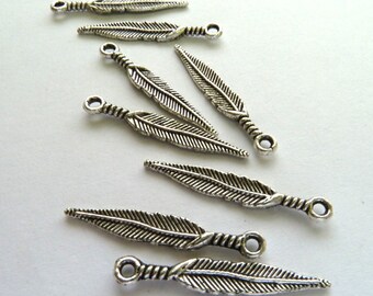 Small Silver Feather Charms