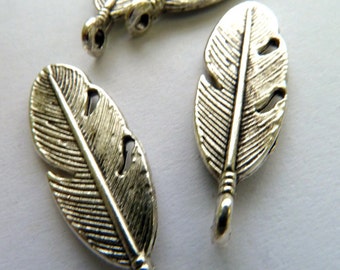 Large Silver Feather Charms