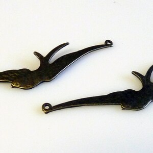 2 Birds wings in flight, Bronze Connector Charms image 2
