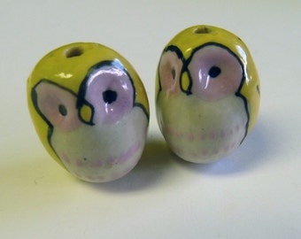 Yellow  Hoot Owl Beads