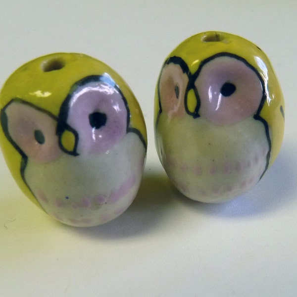 Yellow  Hoot Owl Beads