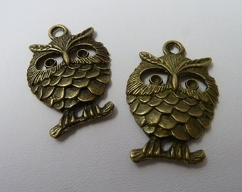 2 Bronze Happy Owls Charms