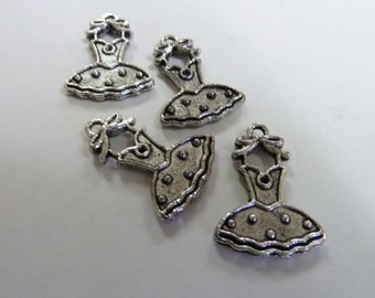 Silver Ballet Dress Charm