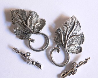 Antique Silver Grape Leaf Toggle  Buy One Get One FREE