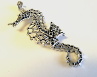 Large Silver Sea Horses Pendent