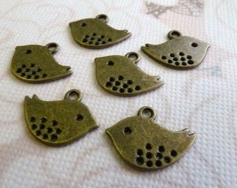 Baby Sparrow Bird Charms Bronze