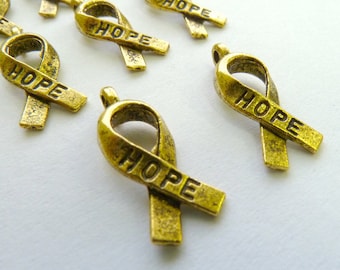 Gold Ribbon of Hope Awareness Charms