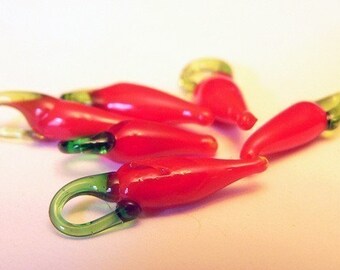 10 Chili Pepper Lampwork Charms On Sale
