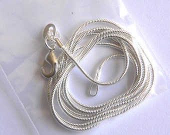 18 inch  Silver 1 mm snake chain necklace