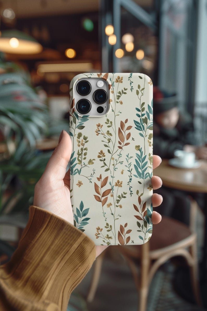 植物柄スマホケース：秋の葉をイメージした、スリムで保護性に優れたデザイン 画像 5