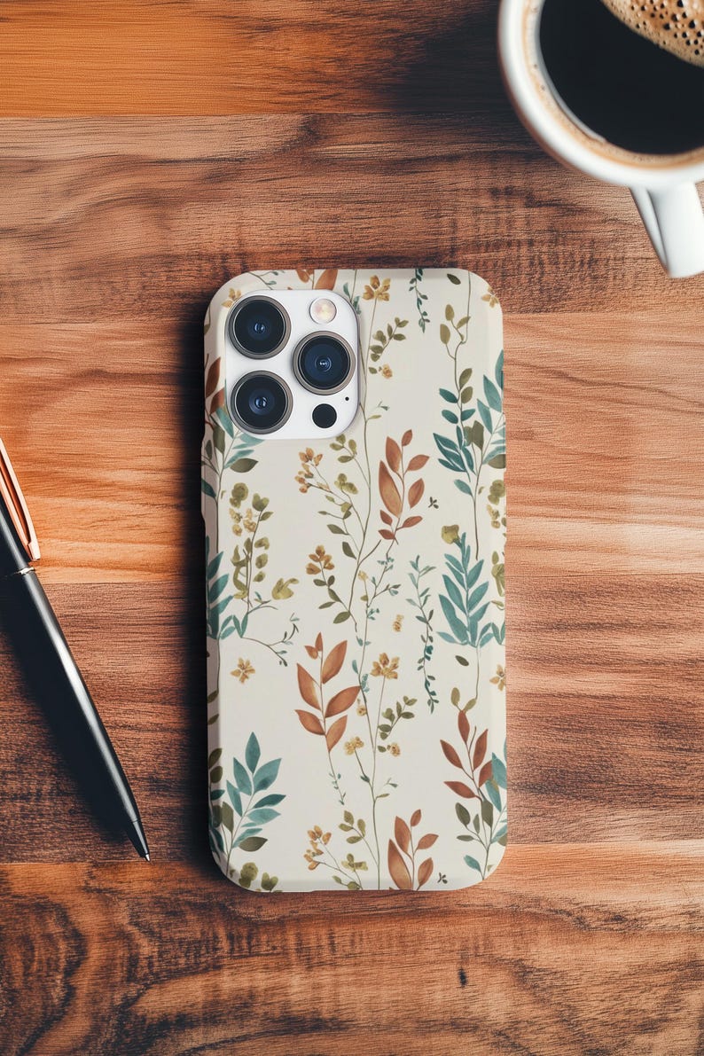 植物柄スマホケース：秋の葉をイメージした、スリムで保護性に優れたデザイン 画像 4