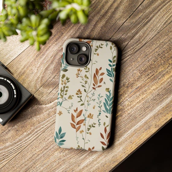Botanical Phone Case: Earthy Autumn Leaves, Protective Slim Design