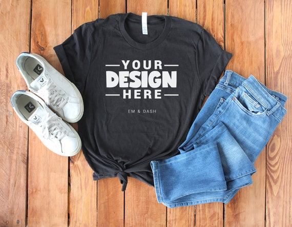 Bella Canvas 3001 Black Heather Shirt Flatlay Mock Up Jpg Etsy