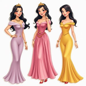 アジアのプリンセス紙人形