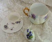 Antique China Violet Collection, Limoges Egg, M R France China Cup, Two Pieces Child 39 s Tea Set