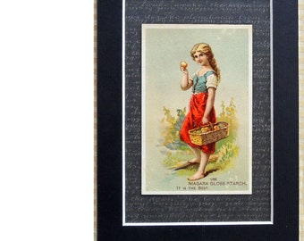 Vintage Advertising Card Niagara Gloss Starch Mated Card Ready For Framing