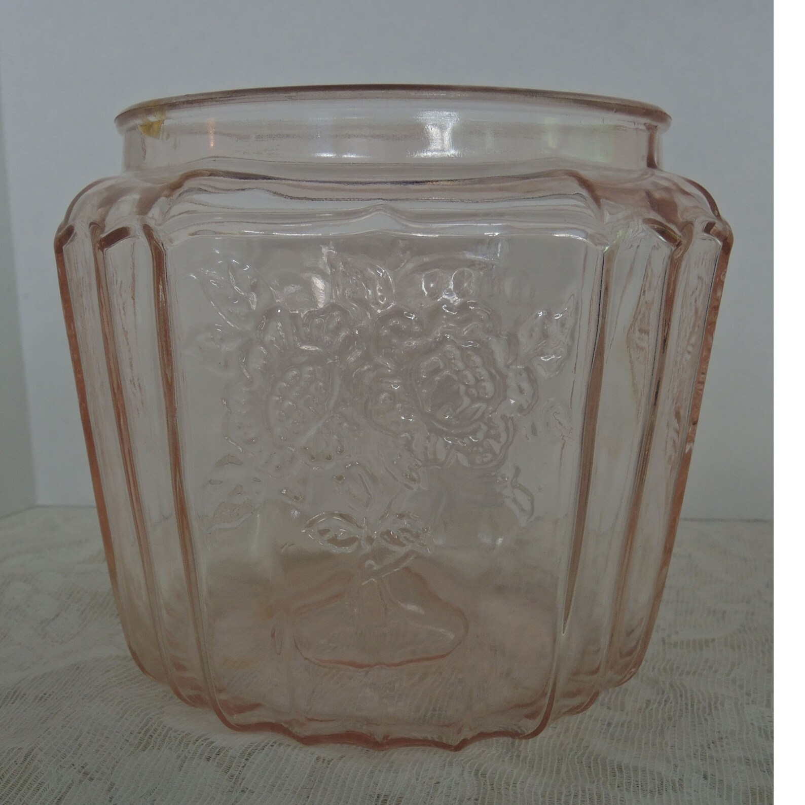 Vintage Pink Depression Glass Cookie Jar Biscuit Jar Etsy