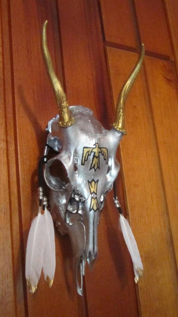 Hand Painted Deer Skull Native American Steampunk Boho Etsy