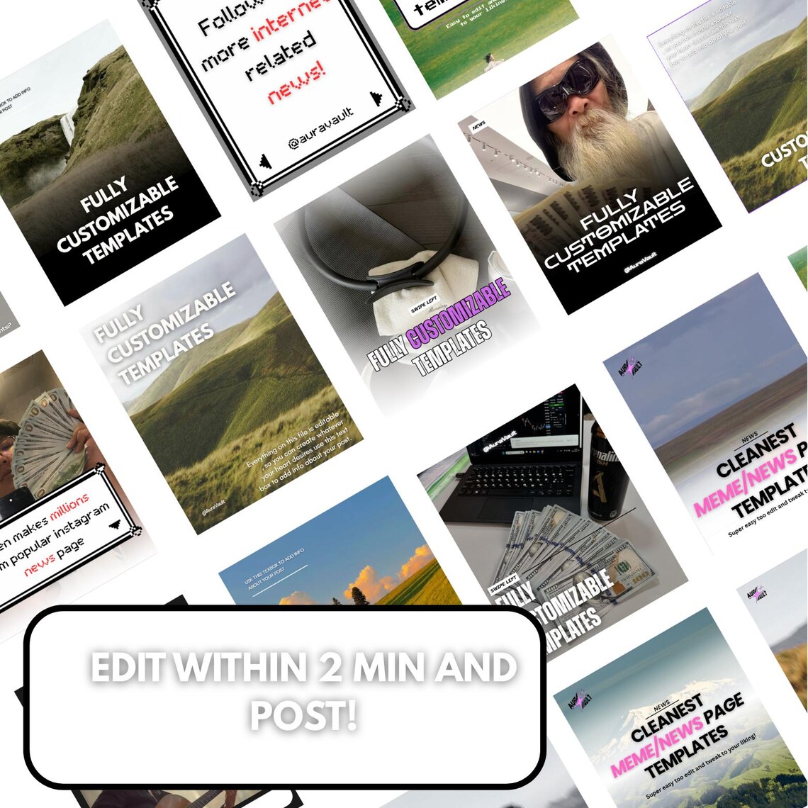 20+ Social Media News Canva Templates Bundle Aesthetic News Page