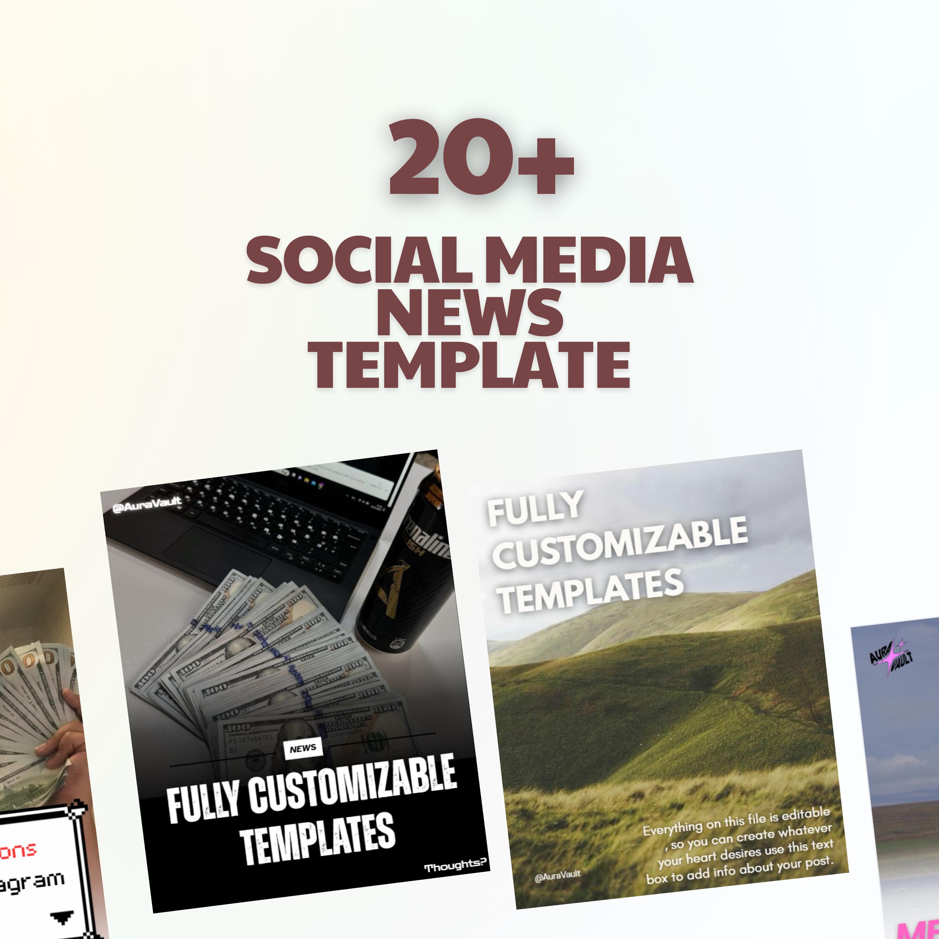 20+ Social Media News Canva Templates Bundle | Aesthetic News Page ...