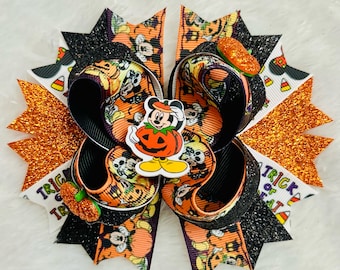 Mouse Halloween Pumpkin Inspired Hair Bow