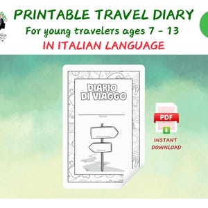 Diário de viagem para Bimbi PDF | Quadrinho de Viaggio Estampável | Atividade para férias | Diário Criativo | Baixar digital
