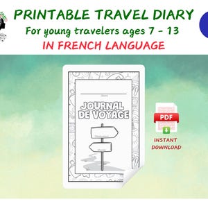 Journal de Voyage pour Enfants PDF / Carnet de Voyage Imprimable / Activité Vacances / Journal Créatif / Téléchargement Numérique