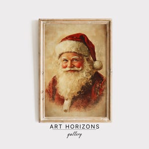 Vintage Santa Claus Portrait Print, Cozy Christmas Wall Art, Printable Winter Painting, Farmhouse Holiday Decor, Cottagecore Santa Art | A2