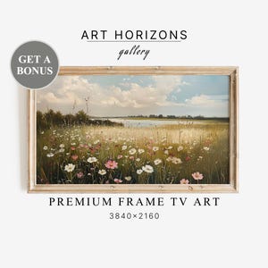Meadow Wildflowers Oil Painting TV Art, Vintage Landscape Print for Samsung Frame Tv, Farmhouse TV Art, Digital Download Tv Artwork | TV65