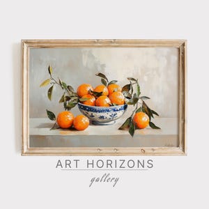 Oranges Still Life Kitchen Printable Wall Art Vintage Oil Painting Citrus Fruit Bowl Rustic Decor Classic Food Artwork Dining Room | A700