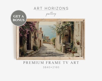 Samsung Frame TV Art Lg Italian Cityscape Mediterranean Beach Sea View Coastal Bohemian Vintage Digital Decor Spring Blooming Street | TV146