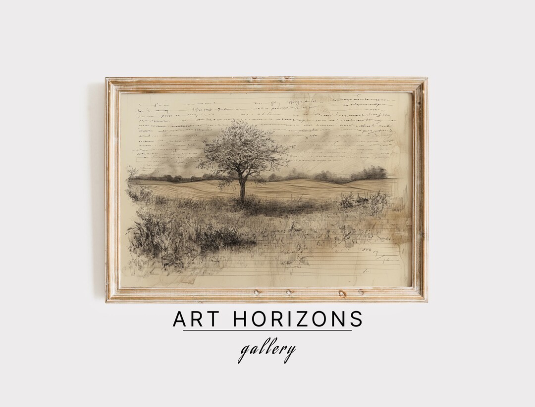 Antique Tree Drawing Print Rustic Wall Art Brown Shades Nature Sketch ...