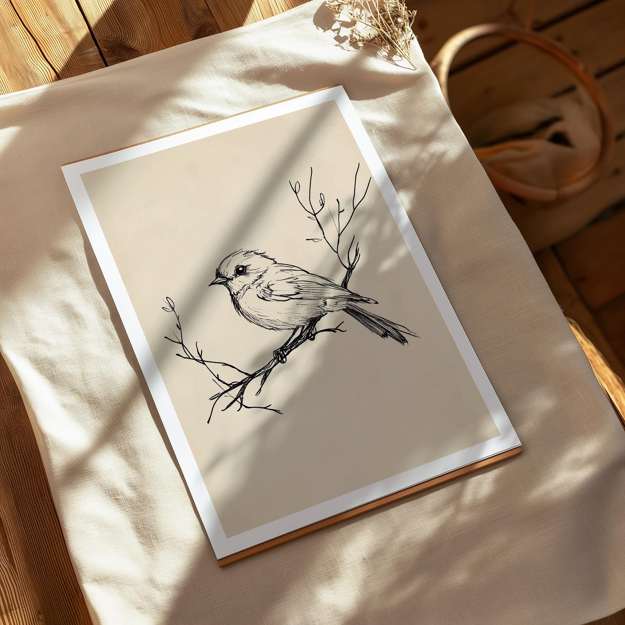 鳥の枝 ヴィンテージスケッチ アンティークイラスト 印刷可能な