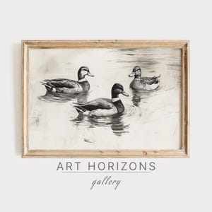 Desenho de patos antigos PARA IMPRIMIR Arte de parede Impressão vintage Cottagecore Neutro Amante de animais Fazenda Lago Minimalista Download digital | A635