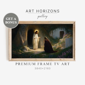 Jesus and Mary Magdalene Art for Samsung Frame TV Christian Spring Scene Religious Oil Painting Easter Bible Verse Digital Download | TV96