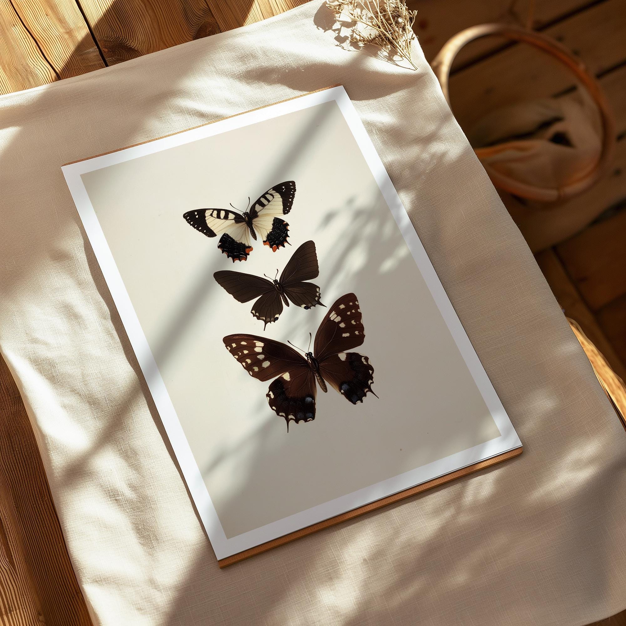 Vintage Butterfly Print Art Cottagecore Neutral Antique Moth Printable ...