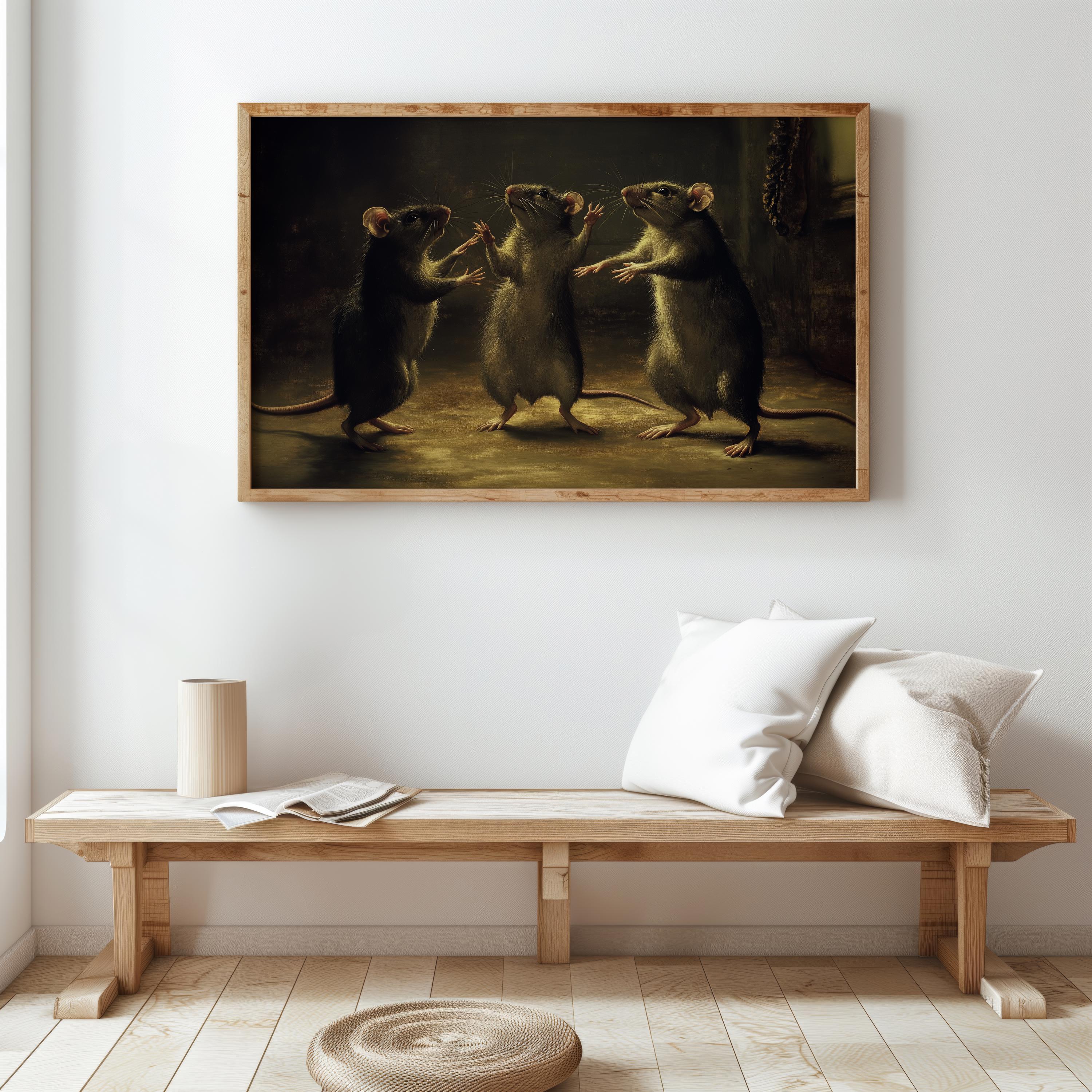 Renaissance Rats Antique PRINTABLE Rats Oil Painting Print Renaissance Wall Art Weird ...