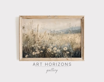 Antique Oil Painting Muted Wildflower Field Printable Wall Art Vintage Home Decor Field Landscape Countryside Spring Summer Digital | A644