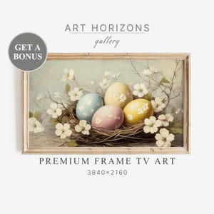 Samsung Frame TV Art PRINTABLE Easter Egg Vintage Decoration Oil Painting Home LG Decor Digital Download Spring Flowers Pastel Color | TV112