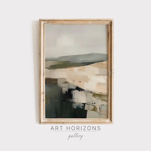 Abstract Oil Painting Landscape Wall Art Earthy Tones Modern Home Decor Textural Horizon Countryside Mountain Minimal Neutral Boho | A541