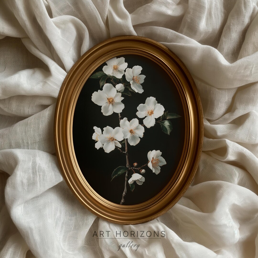 Vintage Apple Blossom Oil Painting PRINTABLE Moody Flower Still Life ...
