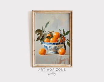 Still Life Oranges Oil Painting Kitchen Printable Wall Art Vintage Summer Fruit Rustic Decor Dining Room Artwork Digital Download | A689