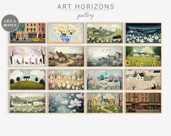 Set of 16 Spring Samsung Frame TV Art Landscape Blossom Tree Flower Tulip European Easter Nursery Wall Art Kids Room Digital Download | TVS2