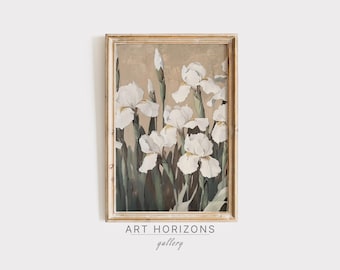 White Iris PRINTABLE Wall Art Flower Vintage Oil Painting Easter Print Botanical Digital Download Floral Farmhouse Decor Still Life | A567
