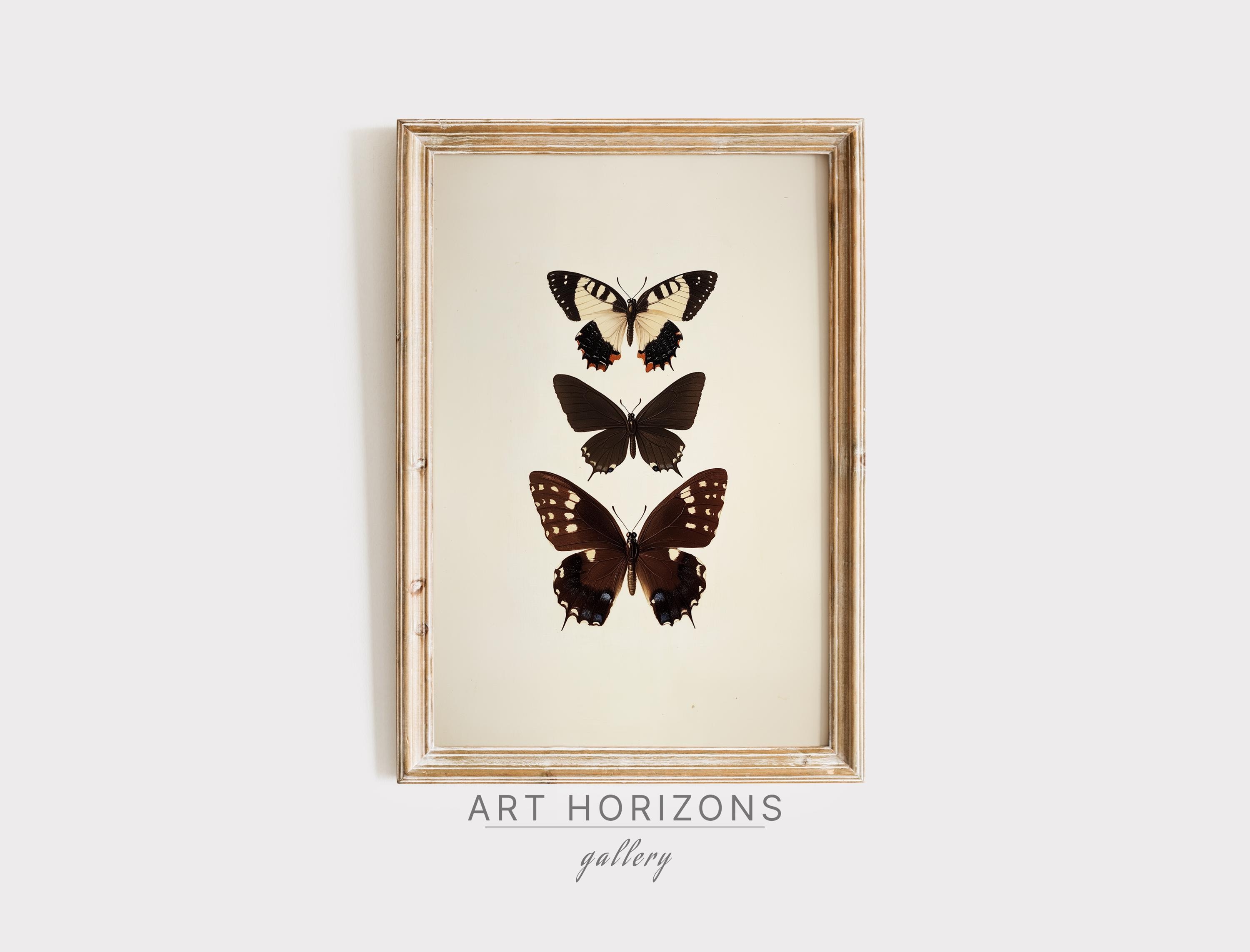 Vintage Butterfly Print Art Cottagecore Neutral Antique Moth Printable ...